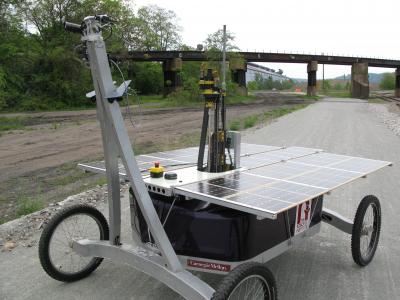 The Zoe robot will use a one-meter drill, shown here protruding above the robot