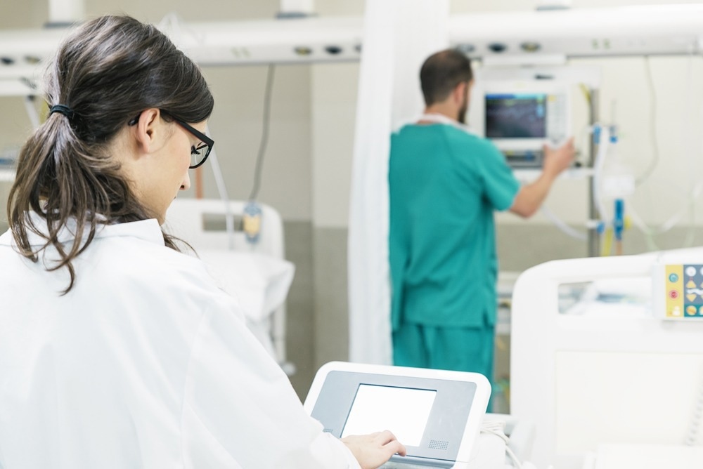Medical assistant working with the medical technology Equipment. Medical Concept