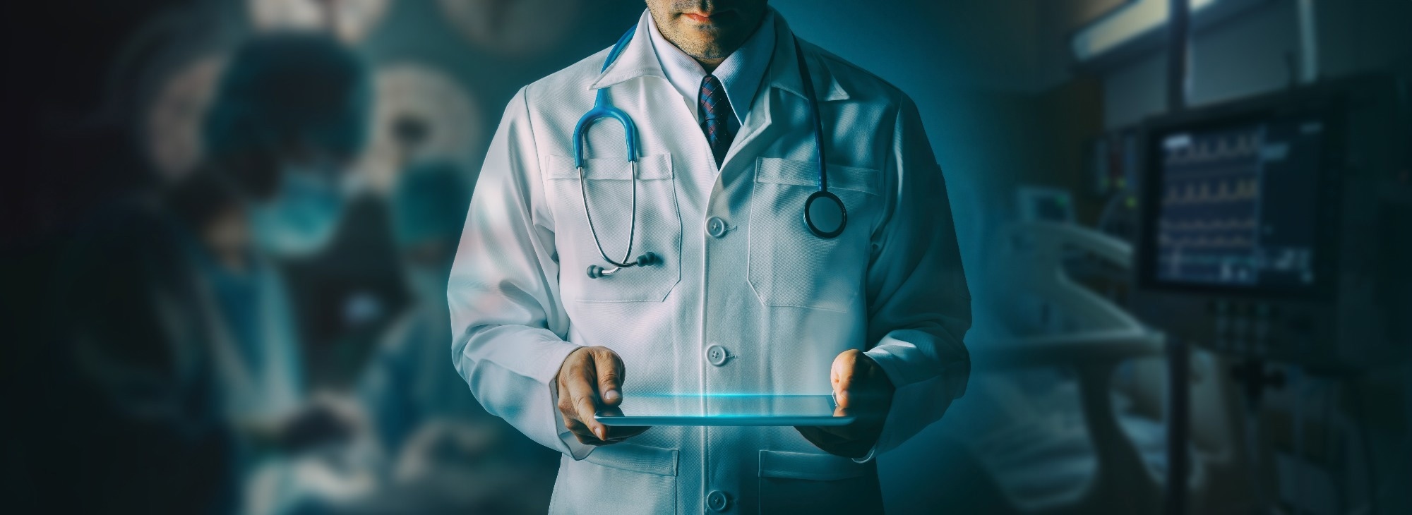 Doctor Utilizing Advanced Digital Tablet Technology in Modern Healthcare.