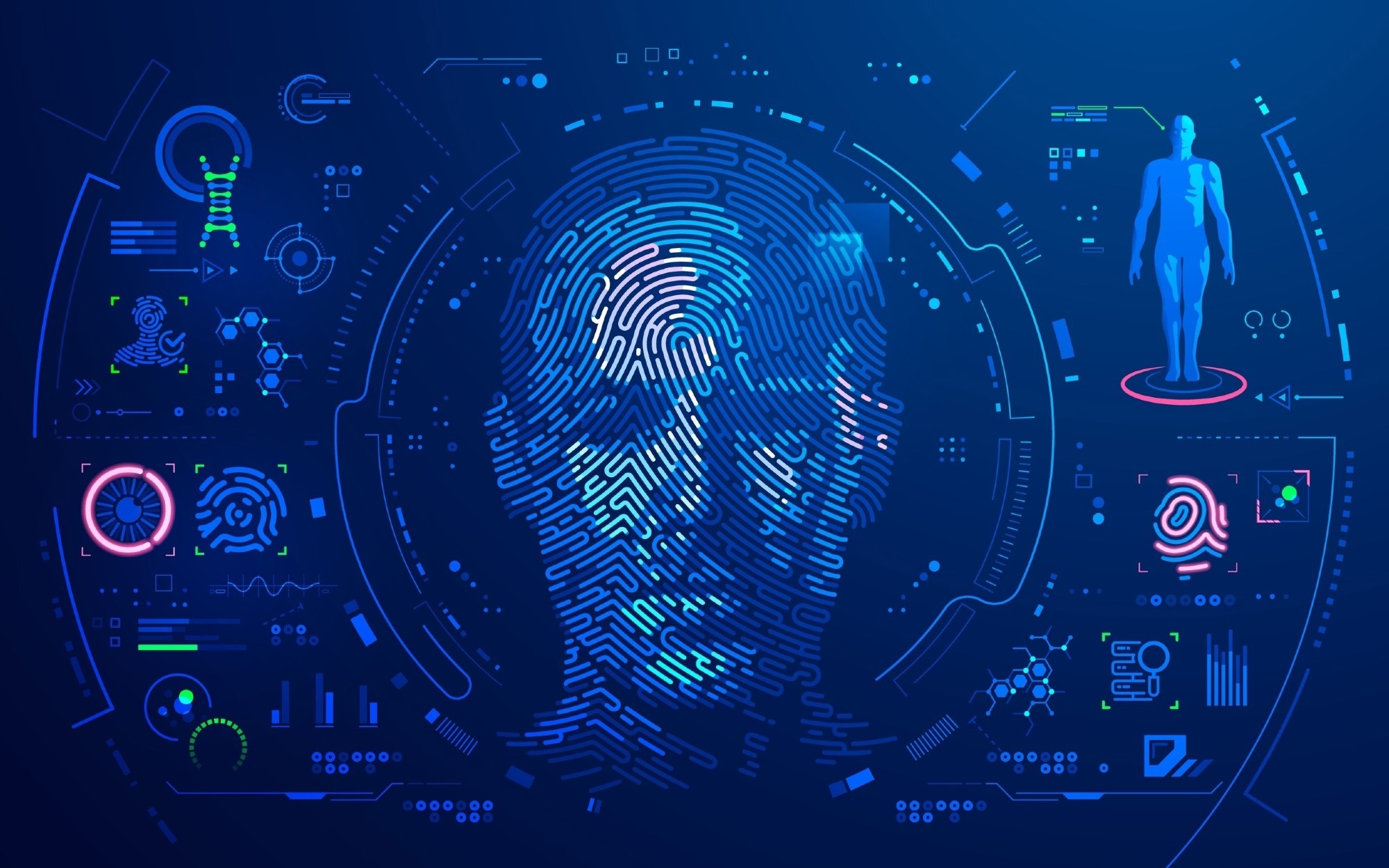 Concept of digital forensic or biometrics.