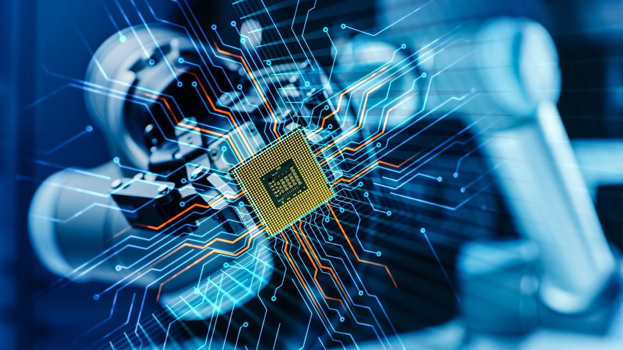 Machine learning in manufacturing concept.