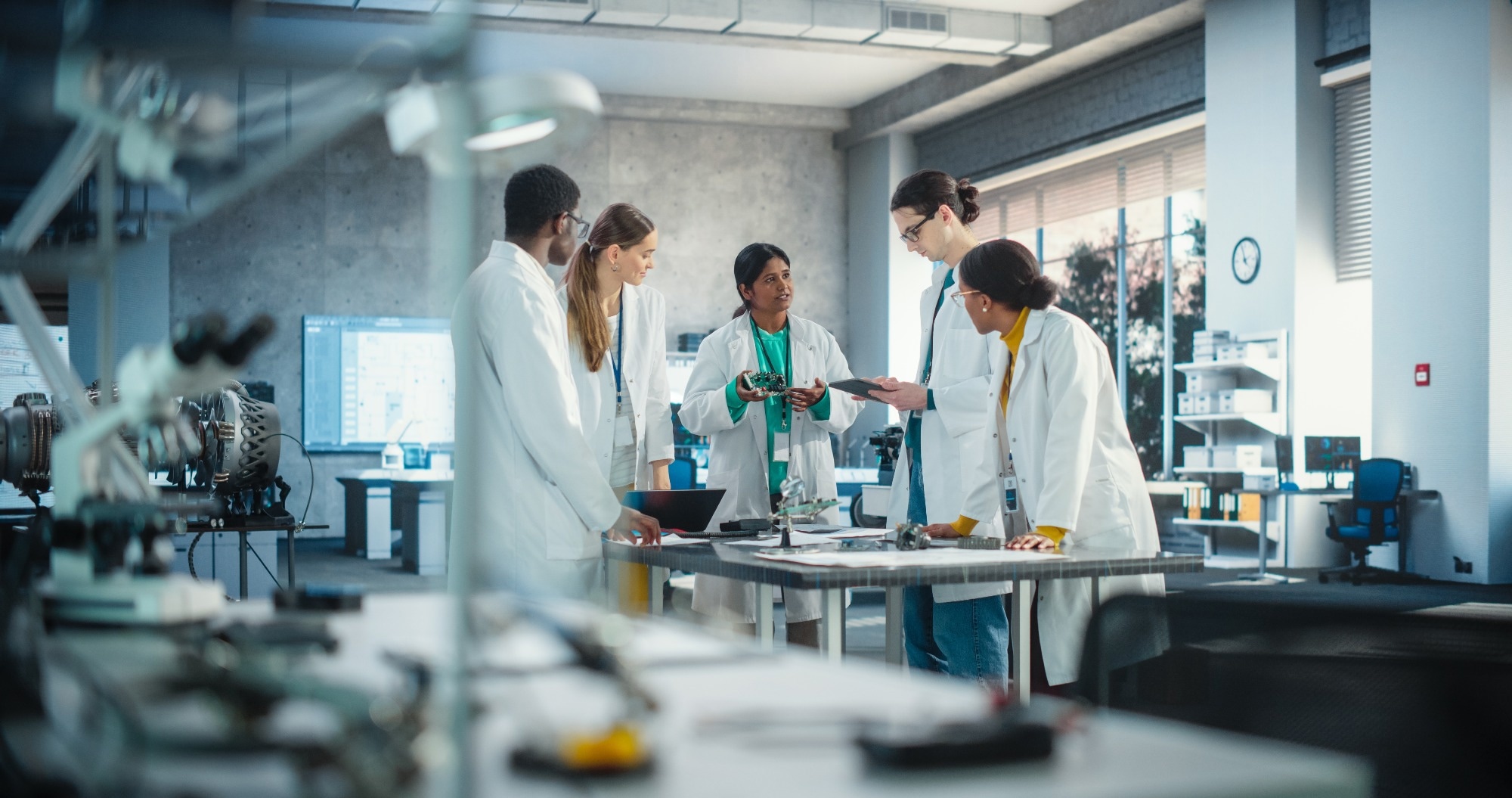 Young Engineers Working in Company Facility Lab