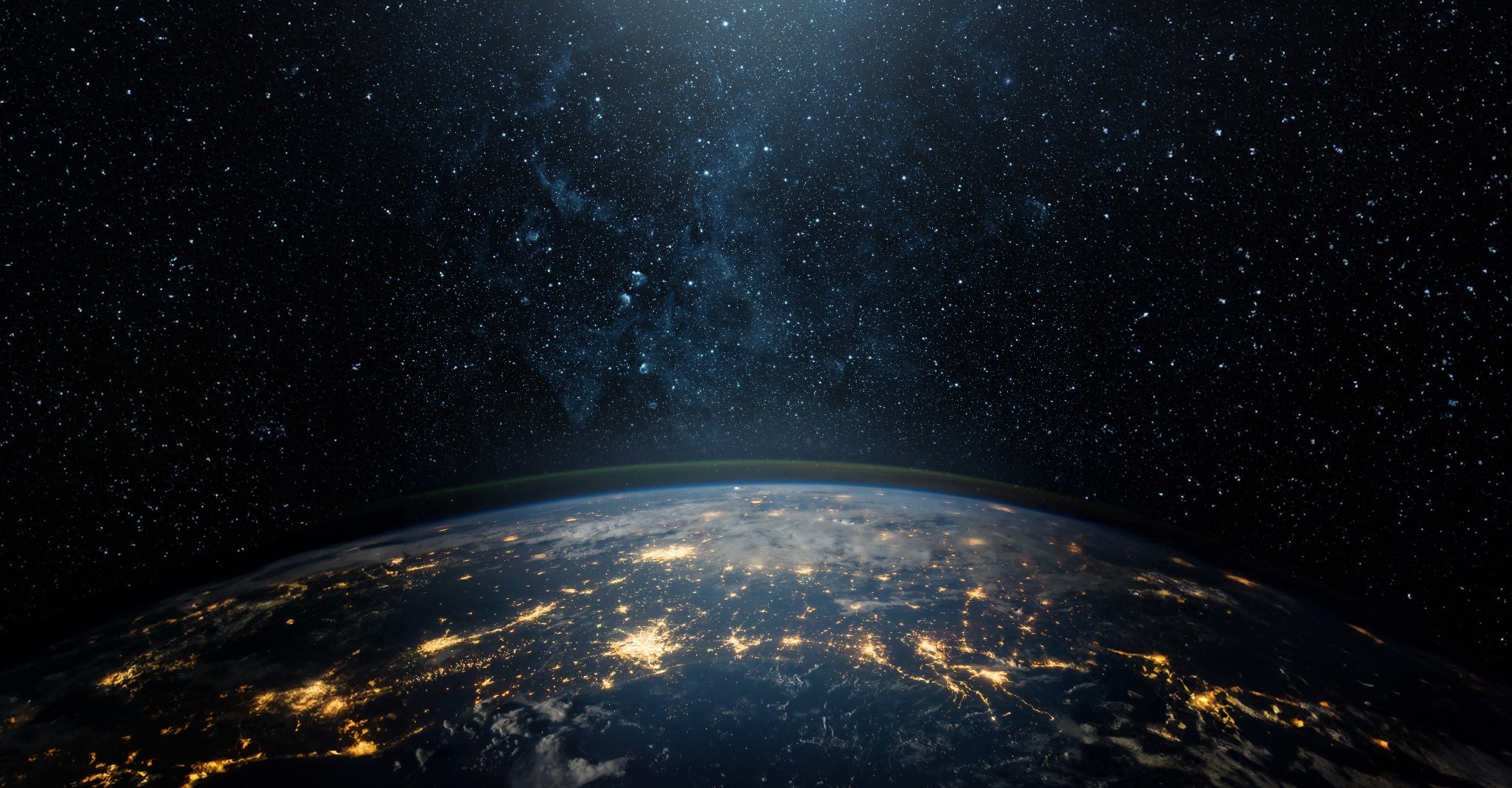 Panoramic view of the Earth and star. Sunrise over planet Earth, view from space. Elements of this image furnished by NASA.