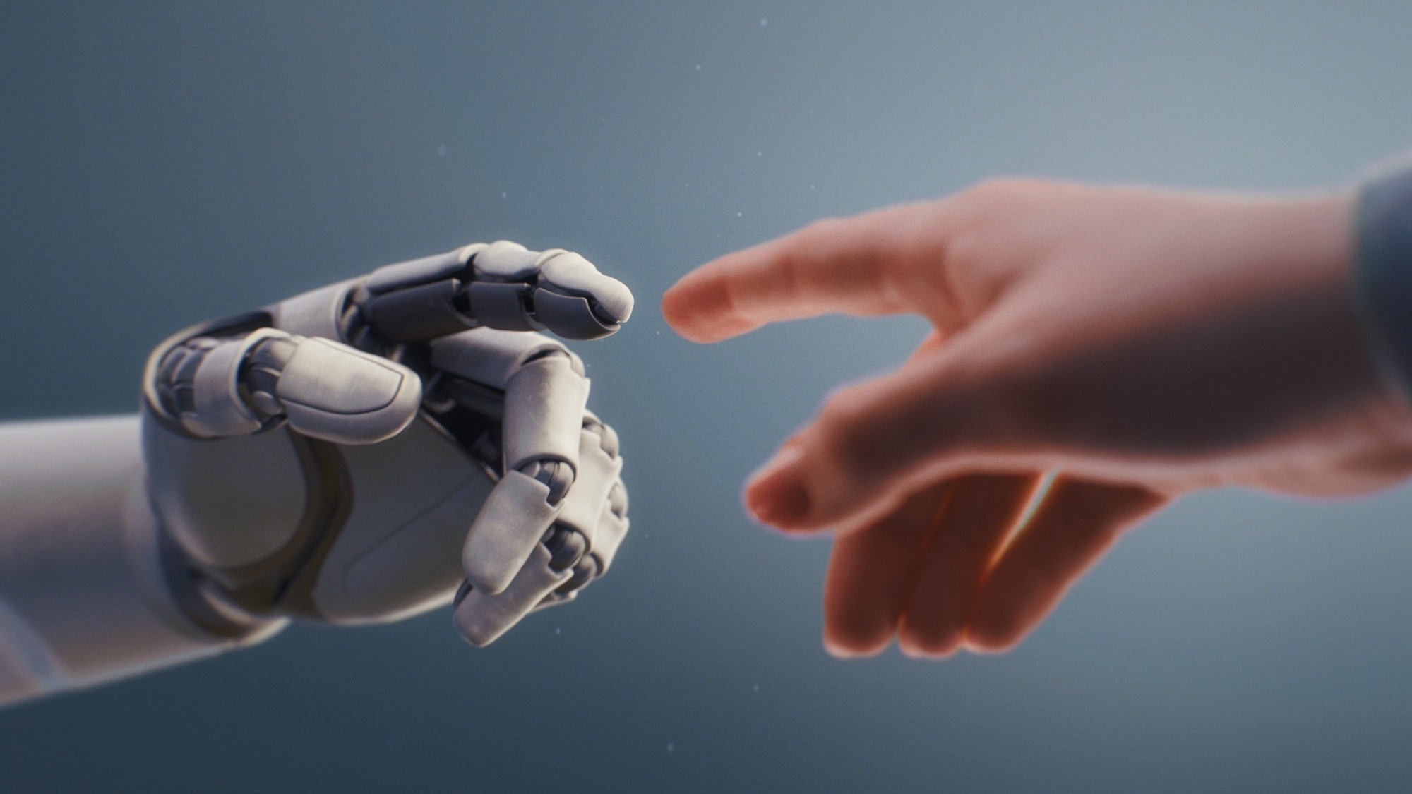 Visualization of Humanoid Robot and Human Touching Fingertips.