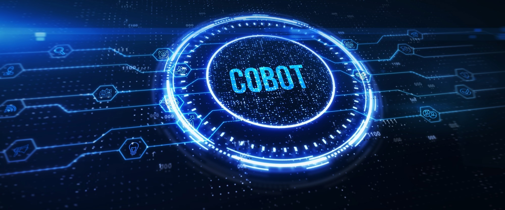 Industrial automation technology concept. The word