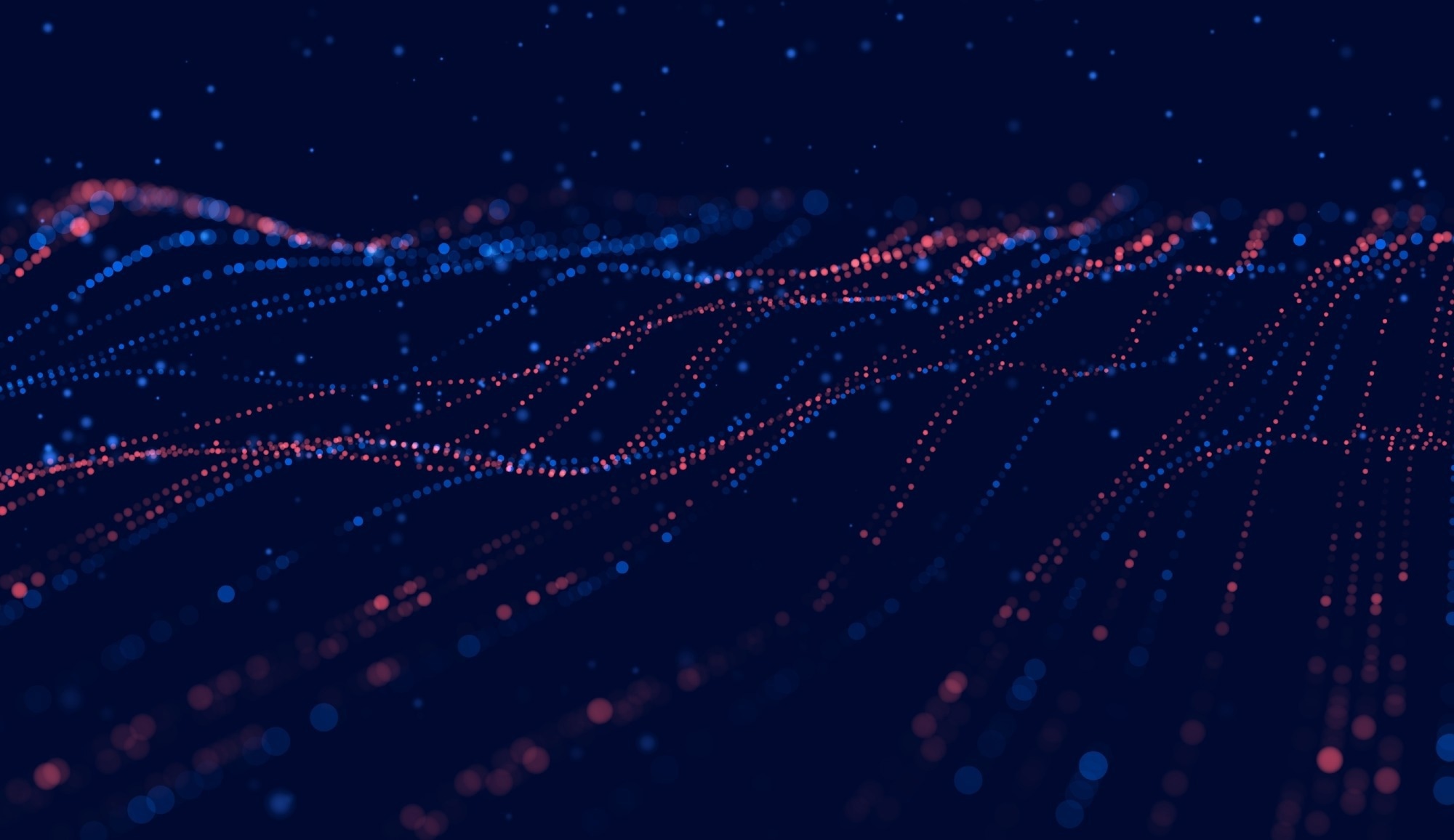 Glowing particles illustrate cyber big data flow, embodying AI.