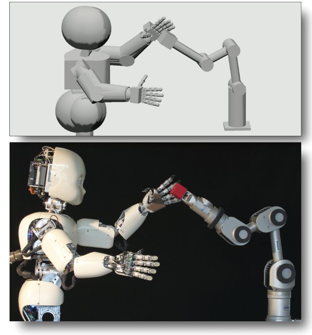 The iCub and the Katana industrial robot arm.