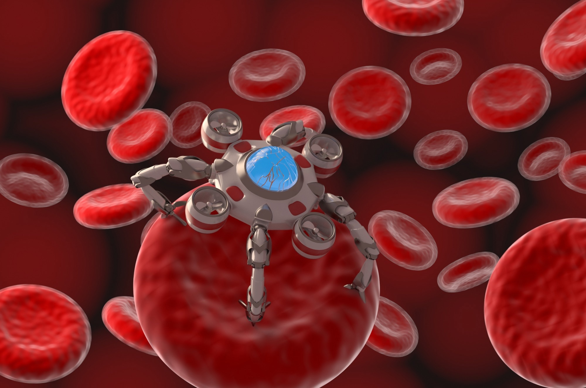 Nano robot in blood vessel concept.