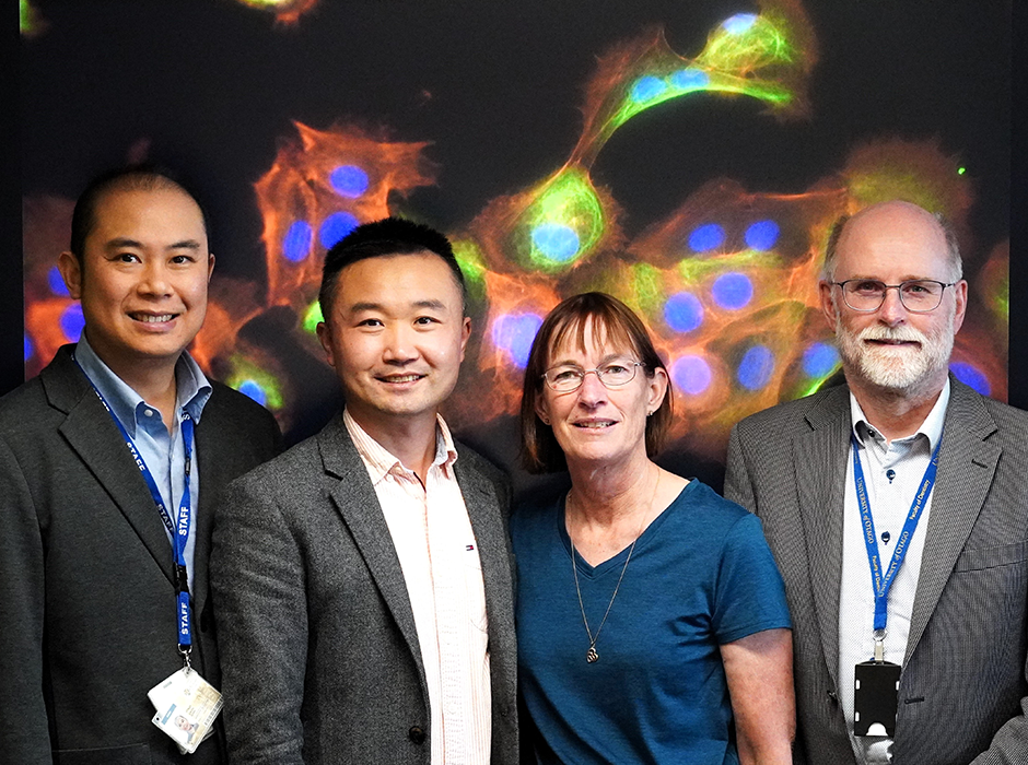 From left, Simon Guan, Peter Mei, Dawn Coates, and Richard Cannon have led the way in developing an innovative method of oral cancer detection.