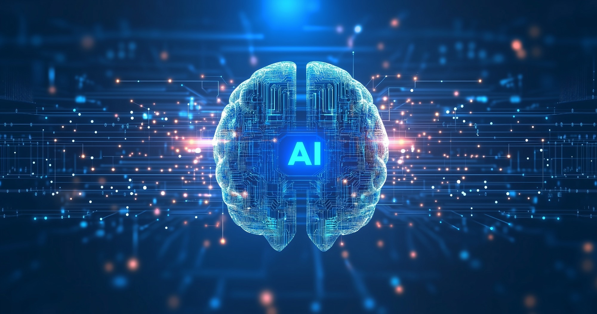 Digital brain with circuit and AI cocept.