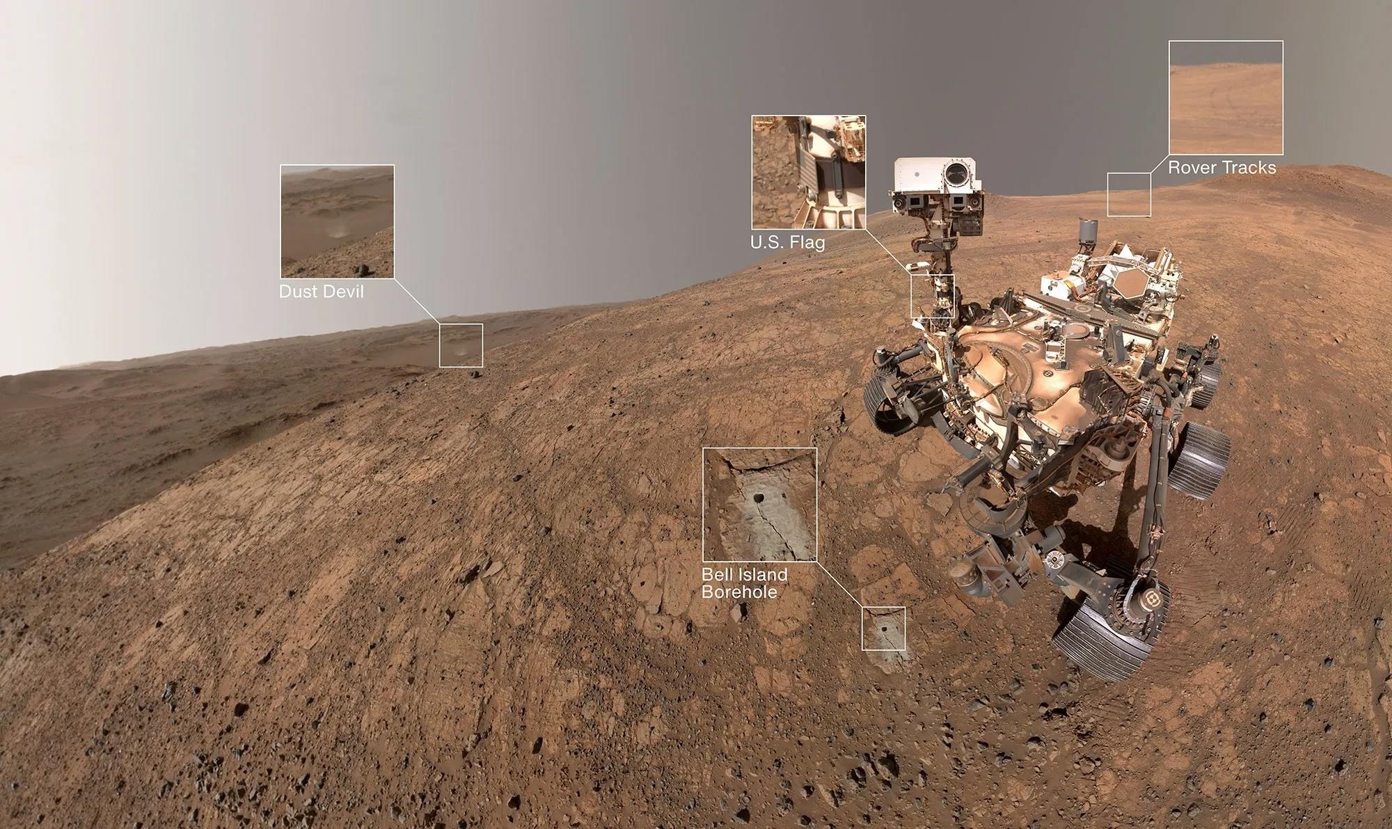 The selfie of the rover on Mars.
