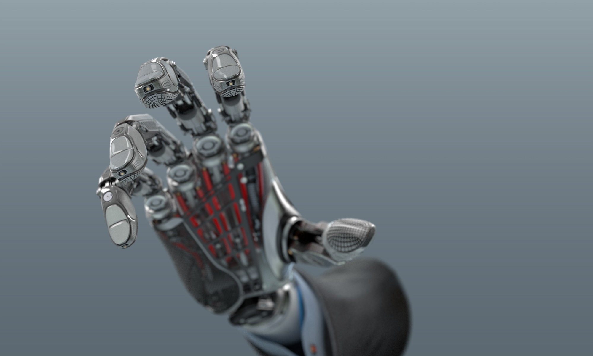 Robot Arm in grab pose conceptual 3d illustration.