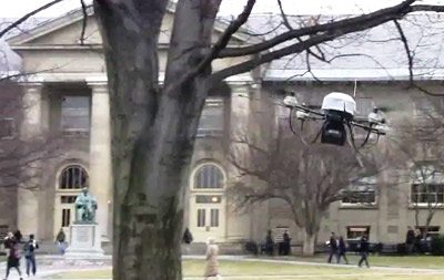 Autonomous Flying Robot Maneuvers around Obstacles