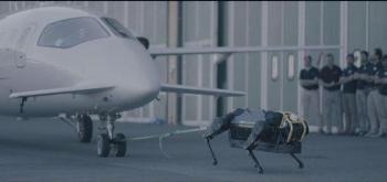 A New Version of Hydraulic Quadruped Robot Proved Capable of Pulling Airplane Weighing 3300 kg